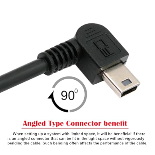 JSER Mini USB2.0 5Pin Type-B Male 90 Degree Right Angle to USB 2.0 Type-A Male Power Data Cable 480Mbps Compatible with Computer Camera Laptop Desktop MP3 MP4 (Right Angle 1.6ft/0.5m) - size: 0.5m, style: Right Angle