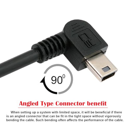 JSER Mini USB2.0 5Pin Type-B Male 90 Degree Right Angle to USB 2.0 Type-A Male Power Data Cable 480Mbps Compatible with Computer Camera Laptop Desktop MP3 MP4 (Right Angle 1.6ft/0.5m) - size: 0.5m, style: Right Angle