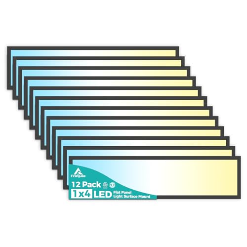 1x4 LED Flat Panel Light Surface Mount 50W 5500LM 12Pack Black | TRIAC Dimmable LED Ceiling Light, Selectable 3000K/4000K/5000K, 120V, for Garage, Kitchen, Office, Commercial Use - color: Black, size: 1x4FT 12PACK