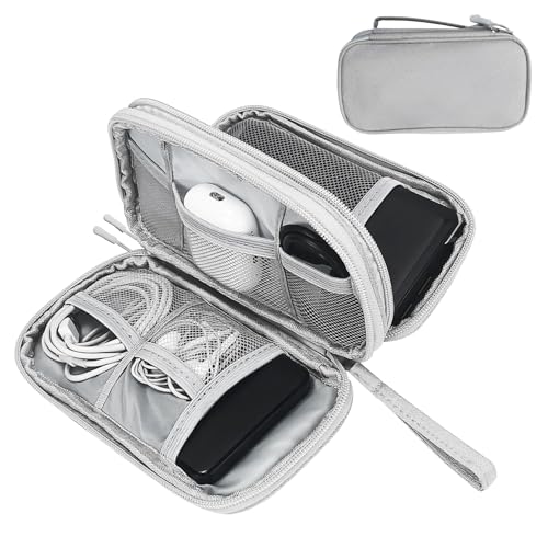 SMONT Gray Tech Organizer Pouch, Travel Electronics Accessories Case with Dual Sections for Cables, Portable Console, Hard Drive - Slim EDC Bag Versatile Travel Organizer Durable Tech Bag Gary - color: Gary