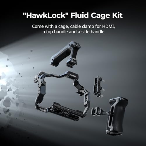 SmallRig Camera Cage Kit for Canon R6 Mark III / R6 Mark II with Top Handle, Side Handle and Cable Clamp, HawkLock Dual NATO Rails, Quick Plate for Arca, Support Handheld and Low-Angle Shooting-5956 - style: Cage with top handle and side handle