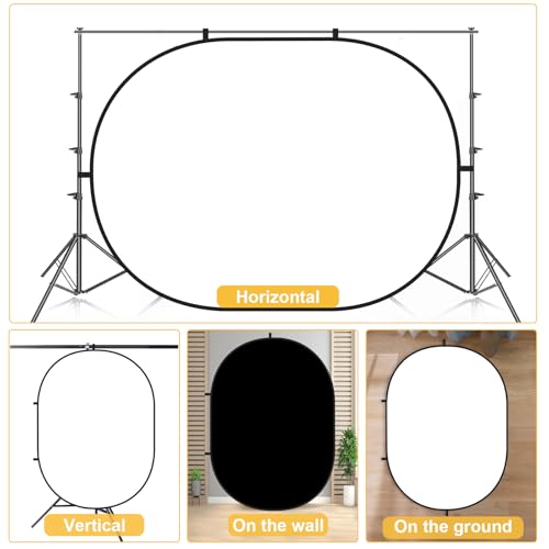 Kate Collapsible Backdrop Audition Backdrop for Headshot Photography,Video Conference,Live Streaming(5'x6.5',1.5x2m,Black/White) - color: Black/White