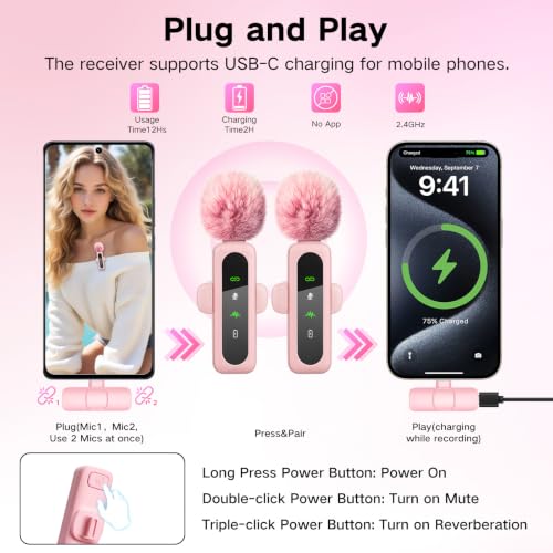 Content Creator Vlogging Kit,70inch Selfie Stick Tripod with Light and Wireless Microphones,Content Creator Essentials for iPhone/Android,Phone Tripod for Tiktok &YouTube Starter Kit