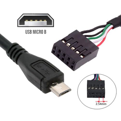 chenyang USB 2.0 9Pin 10Pin Motherboard Header to Micro USB 5Pin Data Cable 0.5M - style: Micro USB