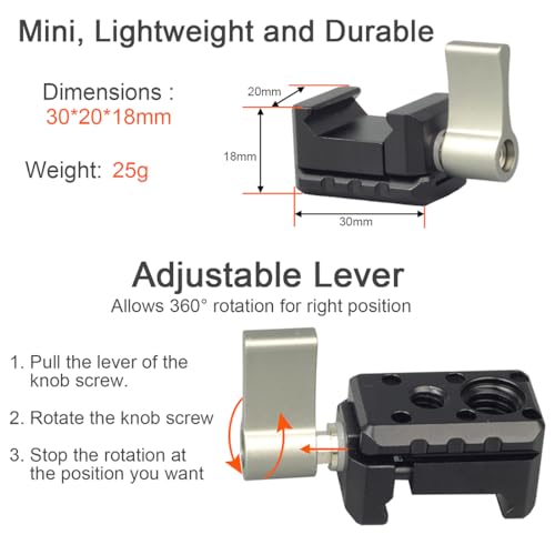 NATO Clamp Adapter Monitor Mount Quick Release NATO Rail Clamp with 1/4 and 3/8 Thread Holes for Camera Cage Handle Monitor LED Light Microphone Cold Shoe Magic Arm