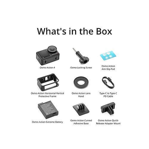 DJI Osmo Action 4 Standard Combo, 4K/120fps Action Camera | Waterproof, 1/1.3-Inch Sensor, Stunning Low-Light Imaging, 10-bit & D-Log M Color Performance, Long-Lasting 1770 mAh Battery - style: Standard Combo