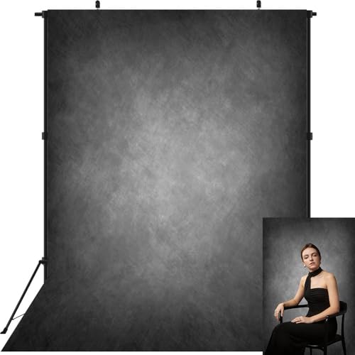 6x8ft Dark Grey Abstract Backdrop for Photography Vintage Black Headshot Portraits Photo Studio Background for Photoshoot Black Texture Photo Video Backdrops Prop - size: 6x8ft