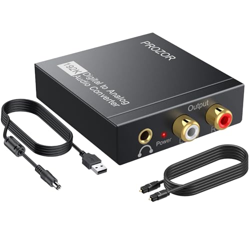 PROZOR 192KHz Digital to Analog Audio Converter DAC Digital Optical to RCA Analog L/R Converter, SPDIF Toslink Optical to 3.5mm Jack Adapter for PS3 HD DVD PS4 Amp Apple TV Home Cinema -Aluminum Alloy - size: Aluminum Alloy Shell, style: 2.0CH PCM