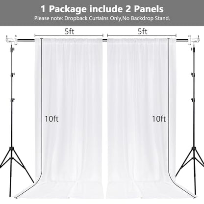 MEETSKY 10 feet x 10 feet White Backdrop Curtains Valentine's Day Birthday Party Wedding Backdrop,White Photography Rod Pocket Drapes Polyester Fabric Curtain for Baby Shower,5ft x 10ft,2 Panels - color: White, size: 60"W x 120"L (Pack of 2)