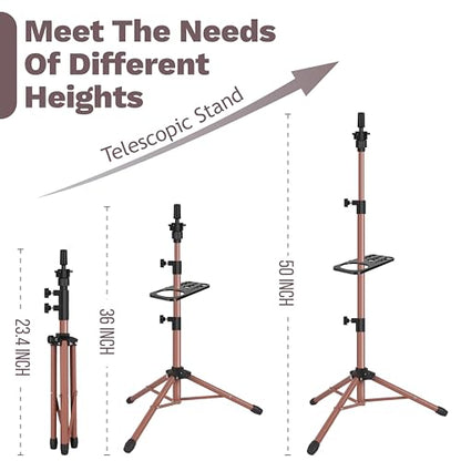 ZQIAN BEAUTY Wig Stand Tripod 50 Inch Metal Wig Mannequin Head Tripod Stand For Hairdressing Training Head Adjustable Wig Tripod Stand with Tool Tray (Latte, Mannequin Head Not Included) - color: Latte, size: 50 Inch