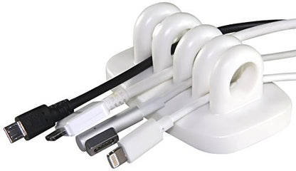 Desktop Cable Organizer, Weighted, No Bad Smell, Bundled with 2 Reusable Cable Ties (White) - color: White