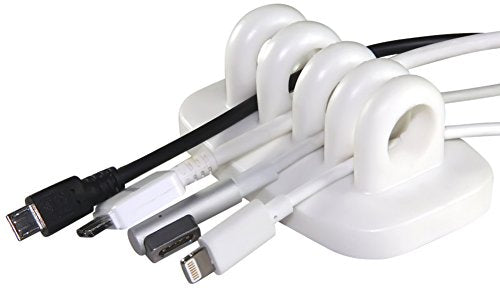 Desktop Cable Organizer, Weighted, No Bad Smell, Bundled with 2 Reusable Cable Ties (White) - color: White
