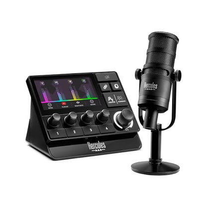 Hercules Stream Essentials Kit, Includes Stream 200 + Microphone HXD-700 XLR Microphone, 3 Months Voicemod Pro, core Streaming apps pre-Integrated (OBS, Streamlabs), Compatible with PC - style: Essentials Kit