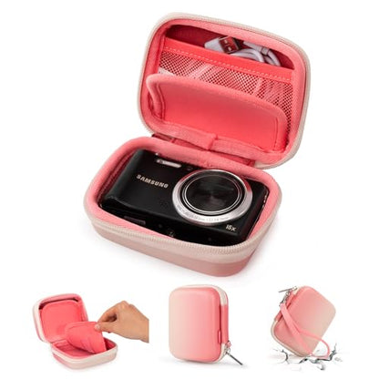 Cwatcun Digital Camera Case, Small Camera Pouch Carrying & Protective Case for AbergBest 2.7" LCD Kodak Pixpro/Canon PowerShot ELPH 180/190 / DSCW830 Travel Cameras, Waterproof Shockproof Case, Pink - color: Pink