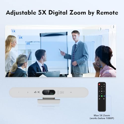 TOALLIN 4K All-in-One Conference Webcam with Mic and Speaker, AI Auto-Framing & Speaker-Tracking, USB Video Bar, Video Conference Camera for Online Meetings, Video Calls