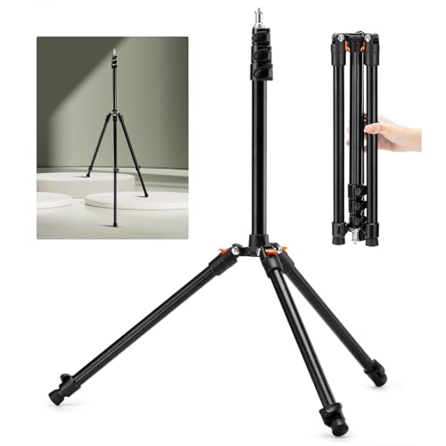 K&F CONCEPT Extendable Photography Stand, Adjustable 6.56ft/78.7"/2M Aluminum Tripod with 1/4" Screw,Reversible Portable Studio Lighting Tripod for Strobe Light/Webcams/Cameras with Bag(2-Pack)