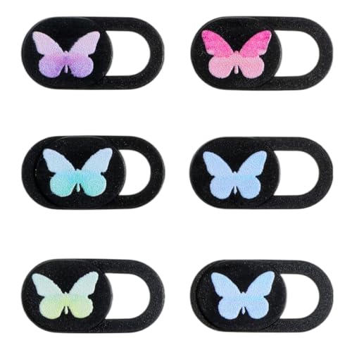 6 Pcs Laptop Camera Cover Slide, Webcam Cover Slide, Camera Privacy Cover for Laptop Desktop Computer Smartphone Tablet to Protect Your Privacy and Security, Butterfly Design (0.71''x 0.35'')