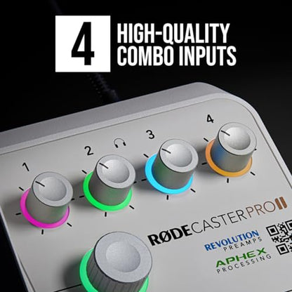 RØDE RØDECaster Pro II All-in-One Production Solution for Podcasting, Streaming, Music Production and Content Creation (White) - color: White, style: RCP II