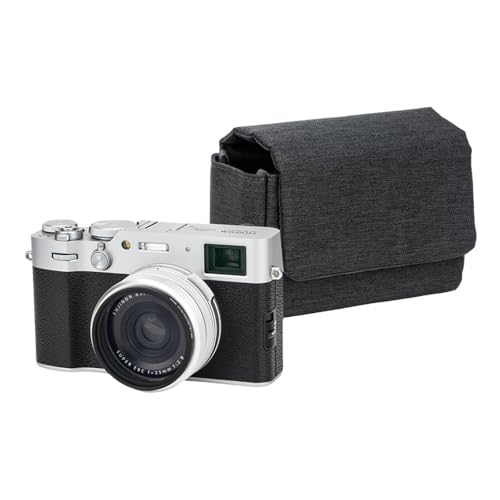KIWIFOTOS Travel Camera Case for Fuji X100VI/PowerShot V1 Oxford | without strap, Fits X100VI/X-E5+23/27mm lens & PowerShot V1. Anti Scratch, magnetic flap, soft lining, rear zipper pocket - color: Oxford Camera Case Gray