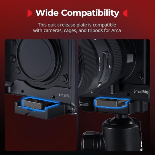 SMALLRIG Quick Release Plate for Arca Swiss, Baseplate with 1/4''-20 Screw, 3/8''-16 Screw, for Cameras and Cages - 2146B - style: Universal