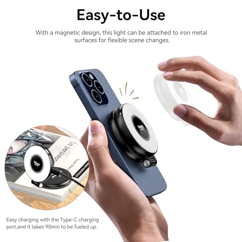 ULANZI LM19 Fill Light, Magnetic Phone LED Selfie Fill Light Compatible with iPhone 17 16 15 14 13 12, 2500K-8500K Dimmable, Pocket Vlog for Video Call, TikTok, Live Streaming, Makeup, Selfie Photo - color: White
