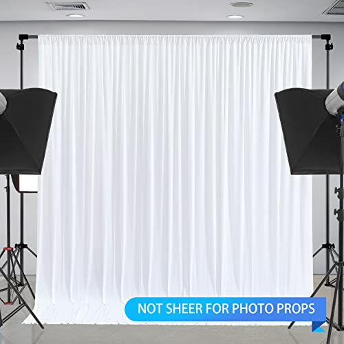 White Backdrop Curtains 2 Panels, 10 Feet Wrinkle-Free Polyester Photography Backdrop Drapes for Wedding Baby Shower Party Background Backdrop Stand- 8FTX10FT (White) - color: White, size: W4' x H10'(2 panels)
