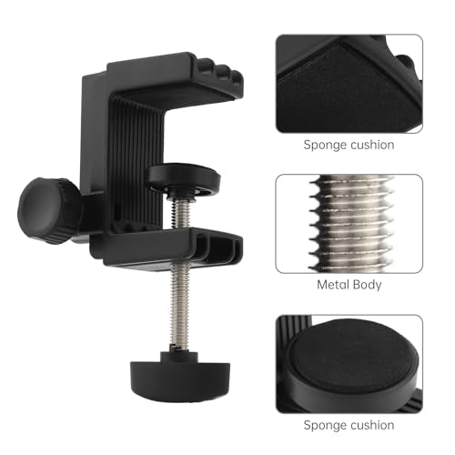 Desk Clamp, Plastic Bracket Stand, C-Clamp Base Holder, Table Mounting Clamp, Light Mounting Bracket Replacement Clip for Microphone Mic Arms Table Lamp Desktop (0.47" Hole Dia)