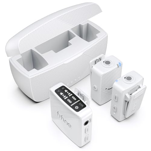 FIFINE Wireless Lavalier Microphone System, Lapel Dual Microphones Clip-on for Video Recording, Vlog, Interview, Podcast Mic Kit Compatible for iPhone, Camera, Smartphone, 30H Battery Life-M9 White - color: White