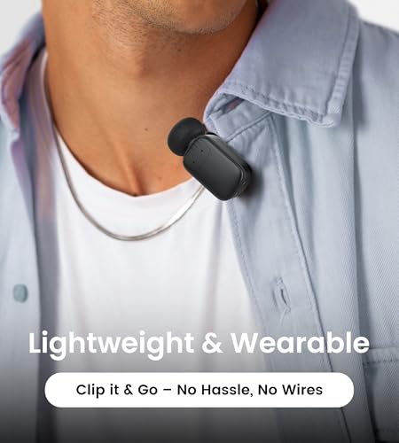 Mini Wireless Lavalier Microphone for iPhone/Android/PC with USB-C Plug, Noise Reduction, 25H Battery Life with Charging Case, Plug & Play, Tiny Mics for Vlogging & Podcast