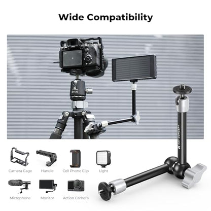 K&F CONCEPT 9.8" Magic Arm Clamp Kit with Dual 360° Ball Heads Camera Arm Mount for Monitor, Flash, LED Light, Microphone, Camera Cage, Action Camera, Sliver - size: 9.8-Inch