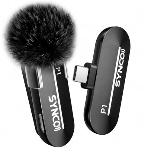 SYNCO Wireless Lavalier Microphone, USB-C Wireless Microphones for iPhone 15, Andriod Phone, P1XT Professional Lapel Mic for Tiktok, YouTube, Streaming, Vlog Video Recording, for Type-C Devices - style: 1 Mic for USB-C