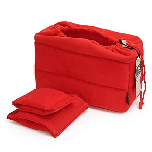 Koolertron Shockproof Camera Photo Bag for SLR TLR Camera Insert Partition Padded Case,Can be Put Directly Into the SLR Camera Bag With Freely Adjustable Compartment - color: Red