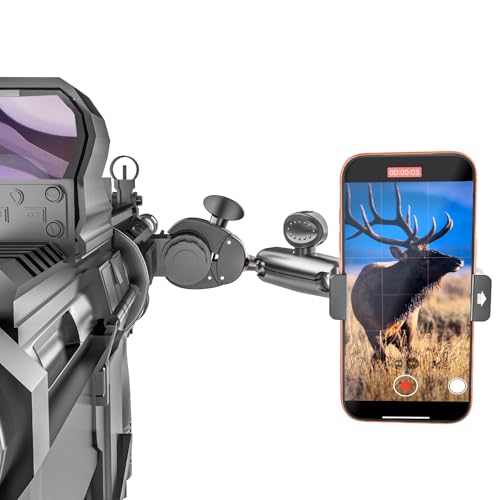 Universal Phone Holder for Gun/Bow [Portable Lightweight] Metal Adjusting Arm Crossbow Gun Scope Phone Mount Clamp for iPhone 17 Pro Max 16 15 14 Plus Android Smartphone, Hunting Phone Mount