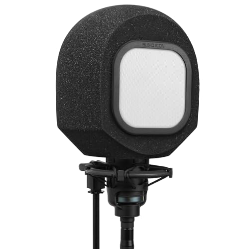 Soundbox Vocal Recording Isolation Booth | Portable Microphone Shield, Pop Filter for Studio-Quality Sound for Singing, Podcasting, Acoustic High-Density Foam Ball, Mic Soundproof Box (Metal) - color: Metal Pop Filter