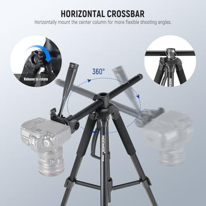NEEWER Basic 74" Video Tripod Monopod, 3 Way Pan Tilt Head, Remote, Overhead Camera Mount, Horizontal Central Axis, Phone Holder Compatible with iPhone DSLR Telescope Projector, Max Load 17.6lb, TP05 - style: TP05