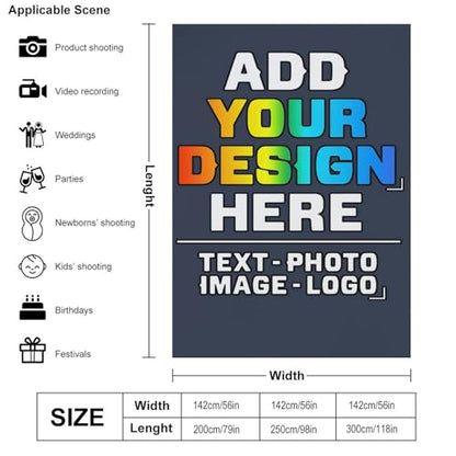 Custom Photography Cloth Design Your Own Photo Logo Text Personalized Backdrops Non-Reflective Photoshoot Background Screen Portrait Studio Photobooth Drops 56 X 79 Inches, Dark Grey Blue - color: Dark Grey Blue, size: 56"×79"