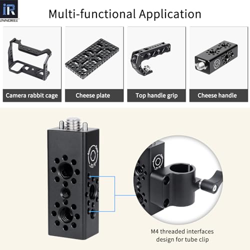 INNOREL CB2 CNC Aluminum Alloy Multi-Function Cheese Handle, Cheese Grip Extension Bar, Featuring 3/8" and 1/4" Arri Locating Holes for Camera Cage Frames, DIY Video Rigs, Any 3/8" Threaded Point - size: CB2