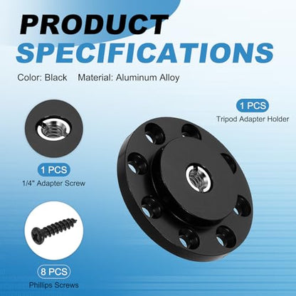 PATIKIL 3/8" Thread Tripod Adapter Holder 30mm Dia, Aluminum Alloy Flange Wall Mount Tripod Mount Plate with 1/4" Adapter Screws for Magic Arms Monitor Light Flash DSLR Camera - size: 3/8" x 50mm