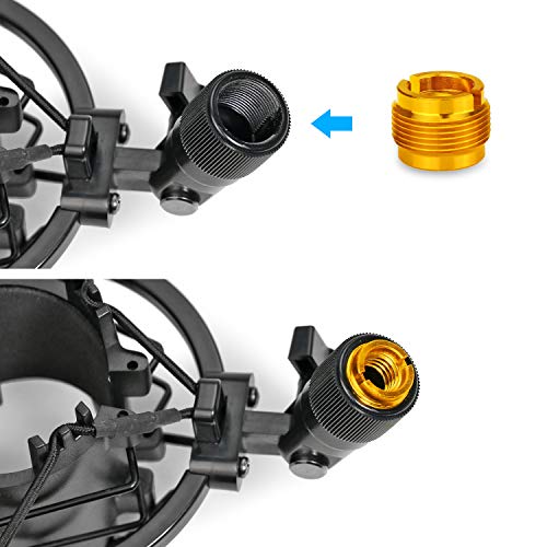 4 PCS Gold Colour Adapter for HyperX QuadCast Mic, Blue Yeti, Rode, Razer, Shure and Most USB Microphone, Shock Mount, Boom Arm Screw Thread Adapter 5/8" Male to 3/8" Female Screw Adapter by YOUSHARES - color: 4PCS