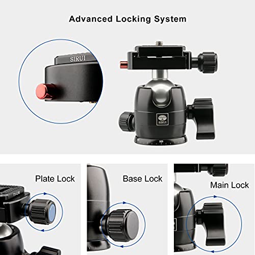 SIRUI Camera Tripod Ball Head, 10KG/22.05lbs Loading Capacity, 360°Panning Base, Aluminum Build Quality, Safety Lock, Universal Mounting Plate for Easy Attachment (B-00K Ball Head) (B-00K) - color: B-00K