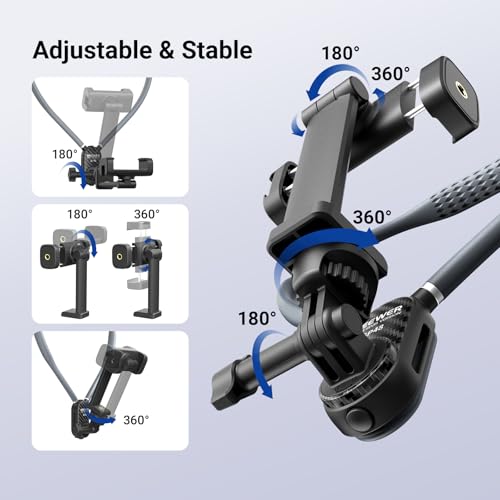 NEEWER Neck Phone Holder, Quick Release Adjustable Bed Cell Phone Action Camera Chest Mount Accessories Kit Compatible with iPhone DJI Insta 360 Samsung for POV Vlogging Video Recording, GP48 - style: GP48