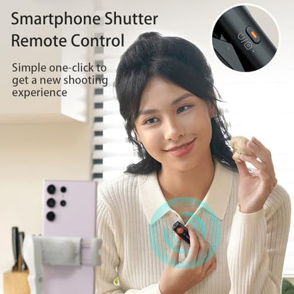 hohem MIC-01 Wireless Lavalier Microphone, 3-Level Noise Cancelling Built-in TF Card Slot Remote Shutter Control Clip On/Magnet Mic for Smartphone Camera Laptop Tablet