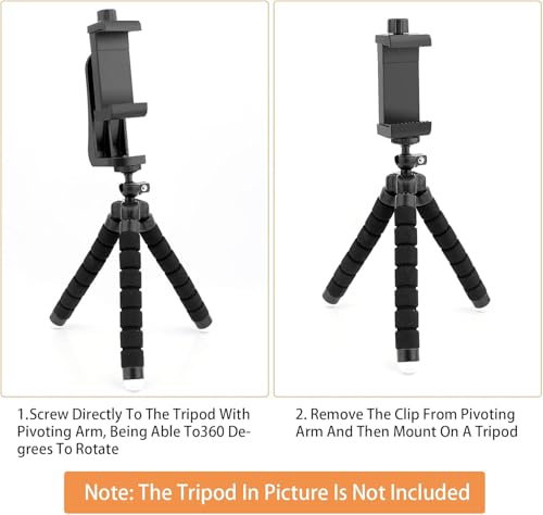 Dual-Mount Smartphone Tripod Adapter Set – Vertical & Horizontal Phone Holder with 1/4” Screw, Adjustable Clip for iPhone & Android, Tripods, Ring Lights & Selfie Sticks (2-Pack) - style: 3) 2 Pack Rotating Phone Mount