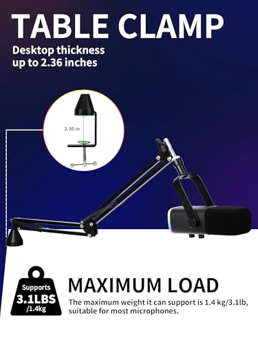 Low Profile Mic Boom Arm - YOUSHARES Boom Arm for Blue Yeti Fifine AM8 K688 QuadCast SoloCast AT2020, Adjustable Low Profile Microphone Arm for Podcast Streaming Gaming Studio - color: Low Profile Mic Boom Arm Set C