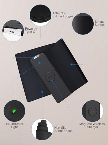 TopMade Wireless Charging Mouse Pad, Gaming Mousepad with Ultra-Smooth Surface, Non-Slip Base, Waterproof Computer Desk Pad, 31.5"x11.81" XL Large Desk Mat for MacBook, PC, Laptop - color: Classic-31.5"x11.8"