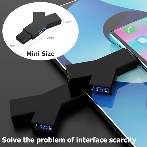Black 3-Port Splitter Hub (2 USB 2.0 + 1 USB 3.0), USB Hub, Mini Laptop with USB 3.0 for Windows XP/Vista/7/8/10, Compatible USB Adapter for PC and Laptop Networking Products Computer Accessories