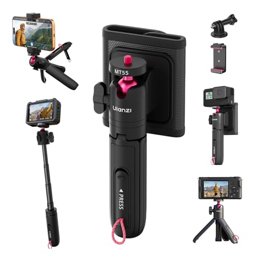 ULANZI MT55 SnapGo Mini Tripod & Selfie Stick, 4-in-1 Mantis/Backpack Strap/Selfie/Tripod Modes, 360° Ball Head, 4-Section Extendable 12.2in, for Phone/Action Cameras/Compact Cameras