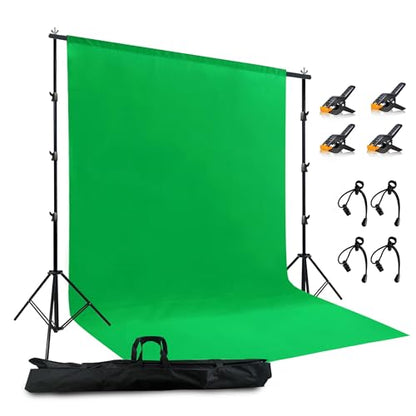 2 in 1 Green Backdrop Stand Kit, 10x8.5 ft Portable Dual Rod Stand kit with 8.5x12ft Green Backdrop-Premium Polyester for Video Streaming, Portrait Photoshoot,Wall Mounted, Parties - size: 10x8.5 Ft