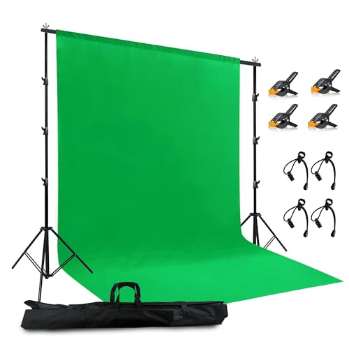 2 in 1 Green Backdrop Stand Kit, 10x8.5 ft Portable Dual Rod Stand kit with 8.5x12ft Green Backdrop-Premium Polyester for Video Streaming, Portrait Photoshoot,Wall Mounted, Parties - size: 10x8.5 Ft