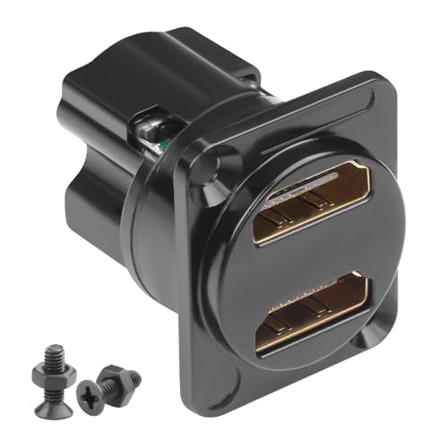 QIANRENON Dual HDMI 2.0 Panel Mount HD Display Adapter 4K HDMI 2.0 Female to Female Fixed Mount HDTV Connector 2 Port HDMI Feedthrough Bulkhead Mount Socket, for TV Projector Multimedia Display